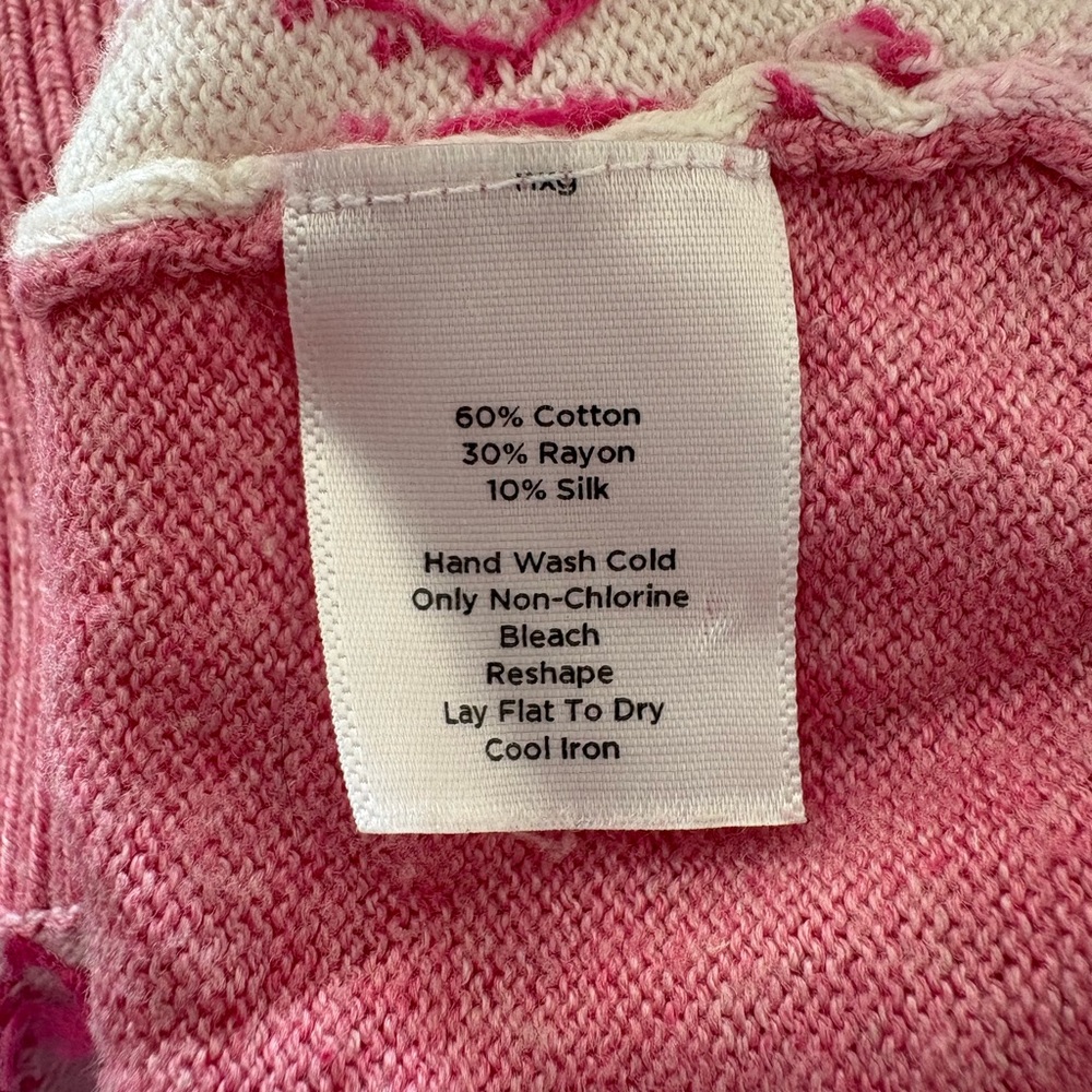 Talbots Pink & White Argyle Cardigan 3/4 Sleeves Plus Petites Preppy Academic - Picture 5 of 5